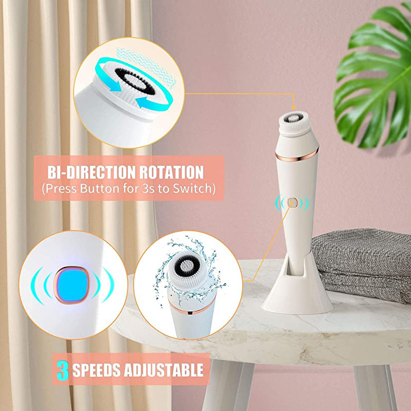 4 In 1 Spin Exfoliating Facial Cleansing Brush Multi-functional Electric Pore Cleaning Spinning Deep Face Facial Cleaning Brush