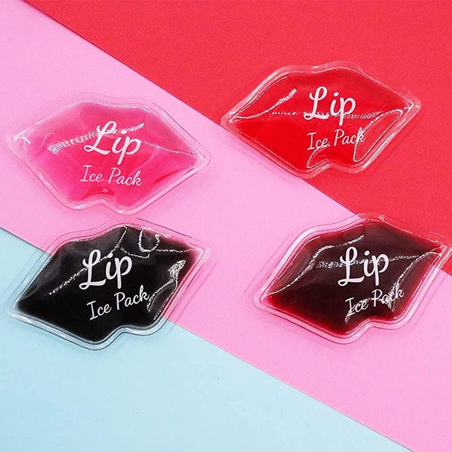 Custom Private Logo Hot Cold Lip Ice Pack Color Reusable  Lip Gel Liquid Lip Shape Ice Pack