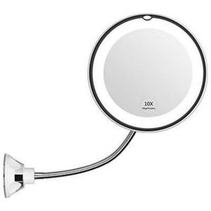 10XMagnifying Makeup Mirror Adjustable Flexible Goose neck LED Light Bathroom Vanity Mirror with Suction Cup 360 Degree rotate