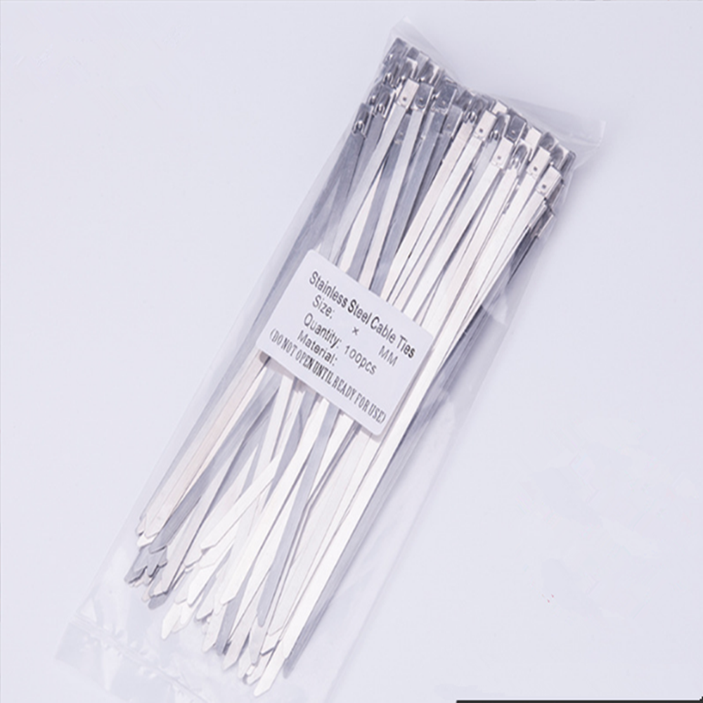 4.8*300mm Stainless steel cable twist tie lock metal zip wrap coated metal detectable cable tie