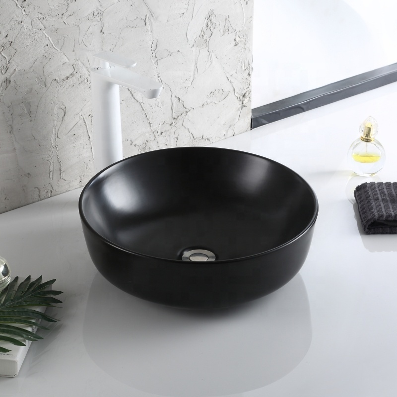 UBEST hot sale modern wholesale ceramic sanitary ware triangular matte black counter top bathroom vanities sink basin