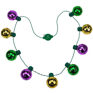 LED Carnival Necklace Lights Bell Mardi Gras Party Ornament Glowing Beads Festive LED Light String