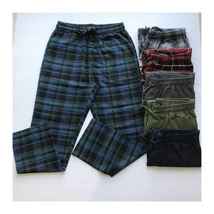 U and B Wholesale Custom Logo Loose Fit Check Pattern Comfortable Casual Sleepwear Men's Flannel Pajama Trousers Pants