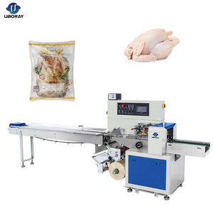 Fully automatic horizontal frozen chicken packaging fresh meat whole chicken pillow packing machine