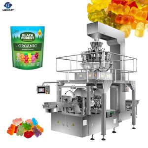 High speed automatic zipper bag premade doypack gummy bear candy counting filling packing packaging machine