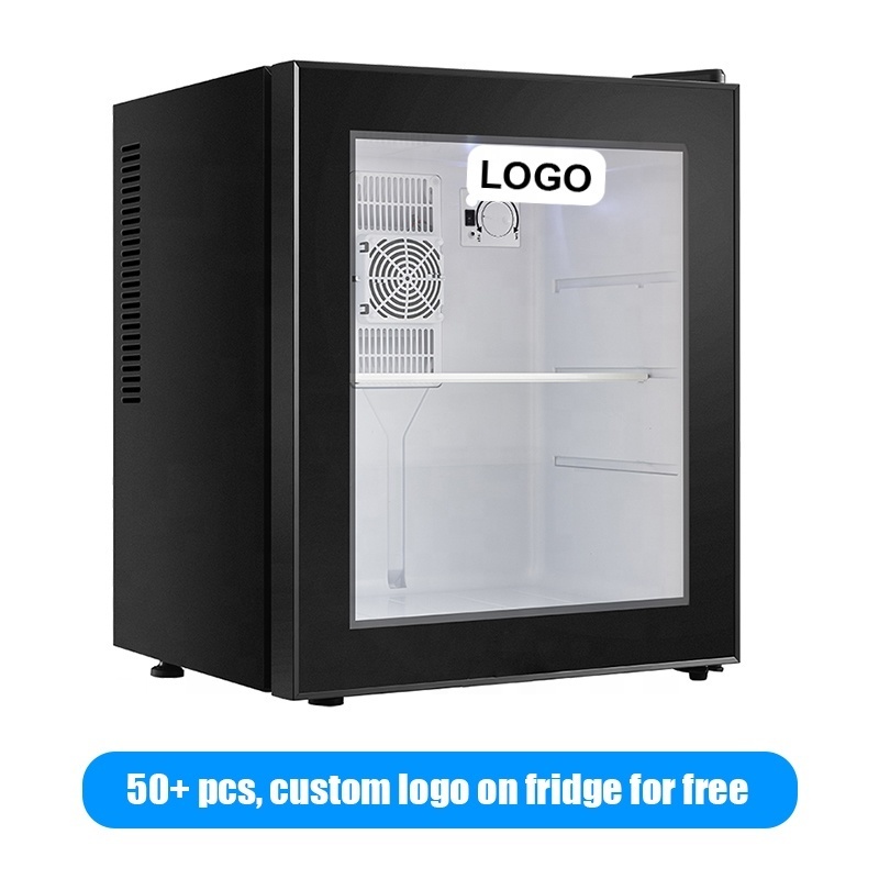 Customize Logo Glass Door 40L Minibar Refrigerator Hotel Mini Fridge With Lock