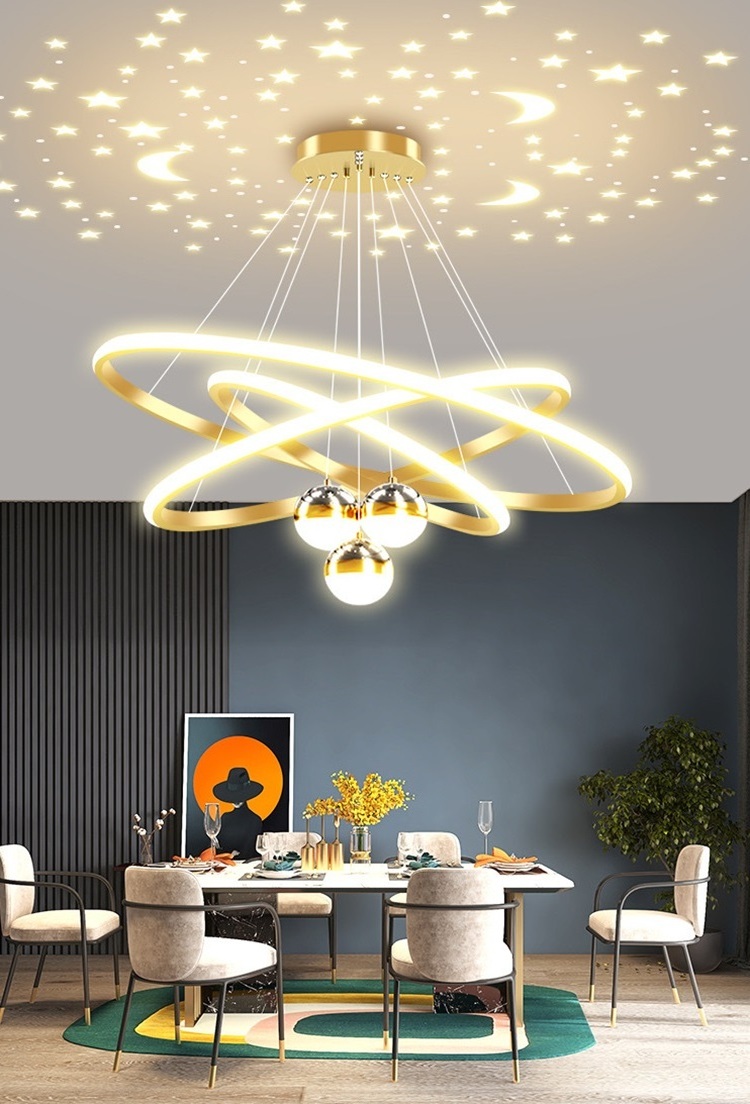 3 Rings Nordic Modern Metal Led Pendant Light Dining Room Chandelier And Hanging Lamps