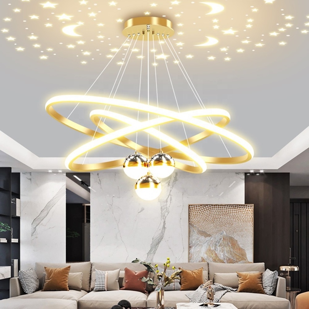 3 Rings Nordic Modern Metal Led Pendant Light Dining Room Chandelier And Hanging Lamps