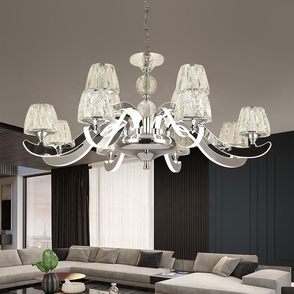 Indoor Home Hotel Chrome Led Crystal Luxury Chandeliers Pendant Lights Fixture