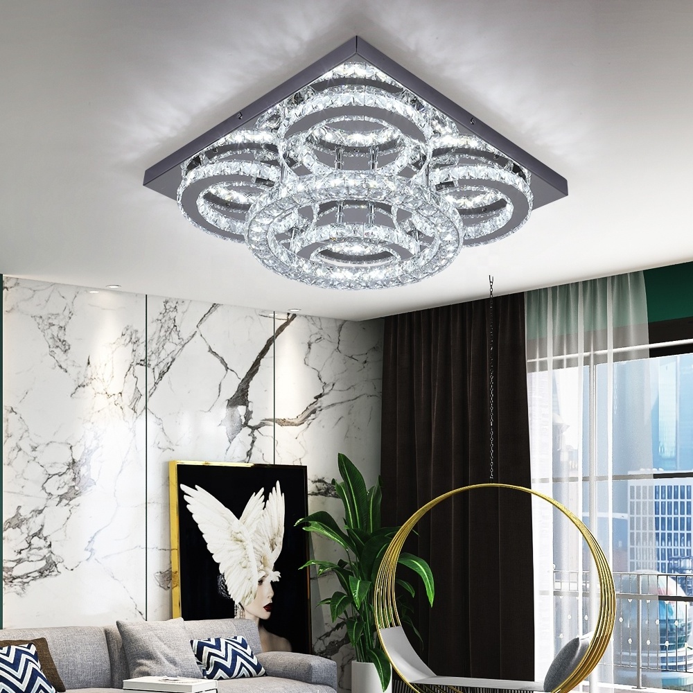 crystal 51W nordic modern hotel bedroom dinning room lights square led ceiling lamps for home