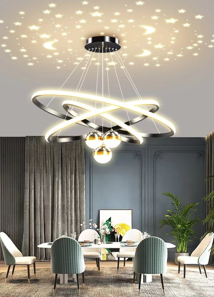 3 Rings Nordic Modern Metal Led Pendant Light Dining Room Chandelier And Hanging Lamps