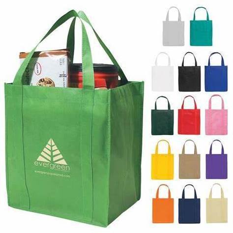 Custom Logo Multi Color Recycled Shopping Bags with Handles Grocery Fabric Tote Bag Merchandise Heavy Duty