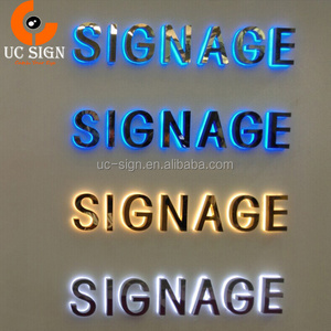 Custom letrero led 3D Lighted stainless steel Gold Letters Electronic Signs for shop advertising