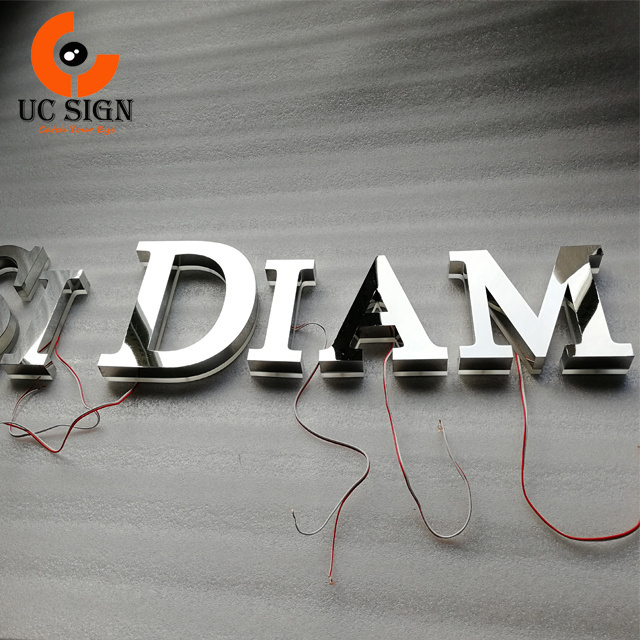 Name Sign Custom Led Back  Halo Lit  Channel Lighted Signage advertising 3D Wall Logo lighting signs