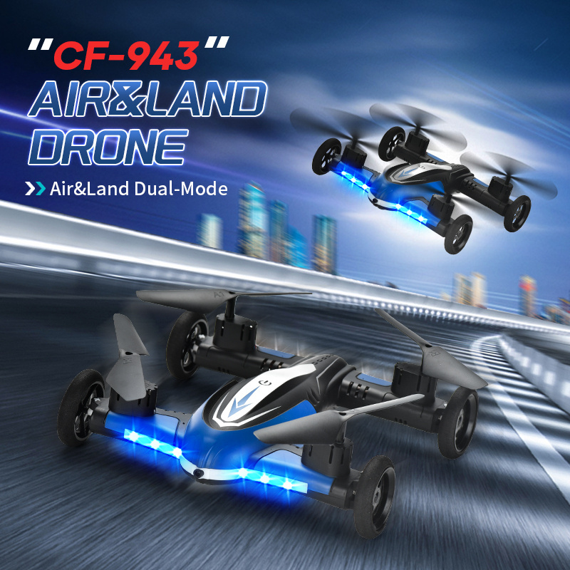 2.4G Drone Flying Cars Quadcopter Air-Ground Dual Mode Switch, Remote Control Car and RC Drone with 360 Rolling