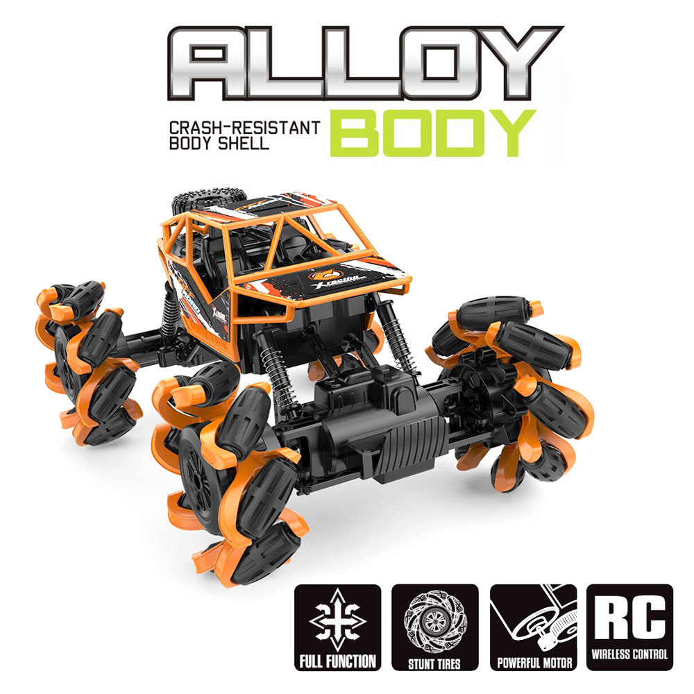 1/16 2.4G Alloy RC Drift Stunt Car With Explosion Wheels 360 Rotation Rock Crawler RC Monster Truck Car 4x4 Toys