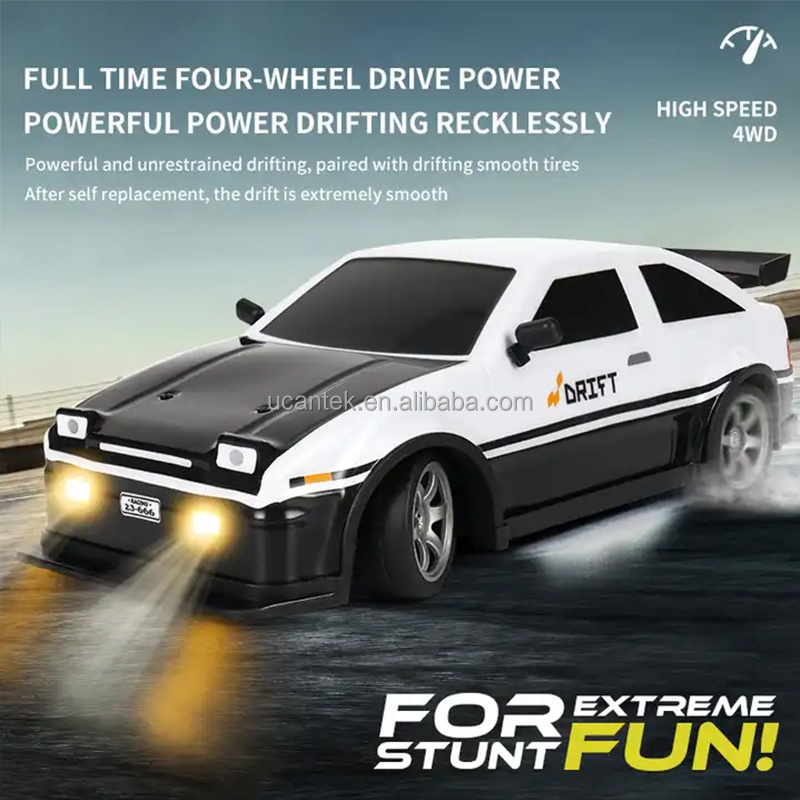 2.4G 4WD 1:16 Proportional Fast Speed Remote Control Toy RC Drift Car With Racing Tires and Lights For Kids Adults