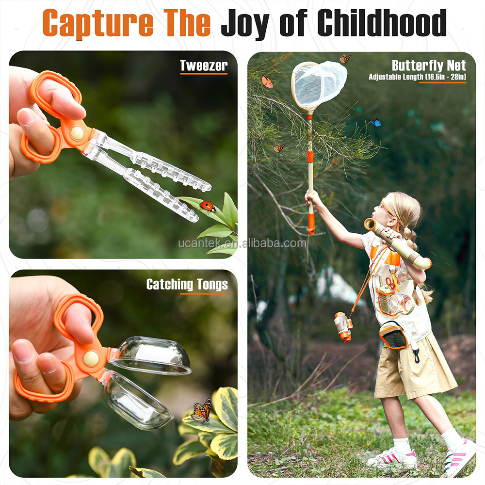 Children Outdoor Nature Exploration Toys Compass Flashlight Insect Net Bug Catcher Explore Adventure Kit For Kids