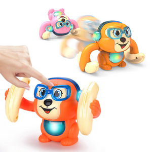 Kids Novelty Electric Monkey With Light Music Touch Induction Rollover Dancing Jumping Tumbling Monkey Toys