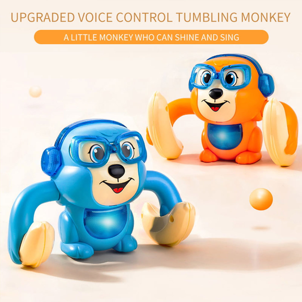 Kids Novelty Electric Monkey With Light Music Touch Induction Rollover Dancing Jumping Tumbling Monkey Toys