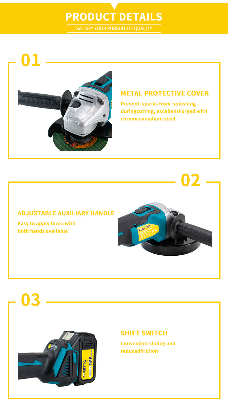 100 115 125mm Mini Amoladora Angular Inalambrica Esmeril Cutting 18v Battery Wireless Brushless Electric Cordless Angle Grinder