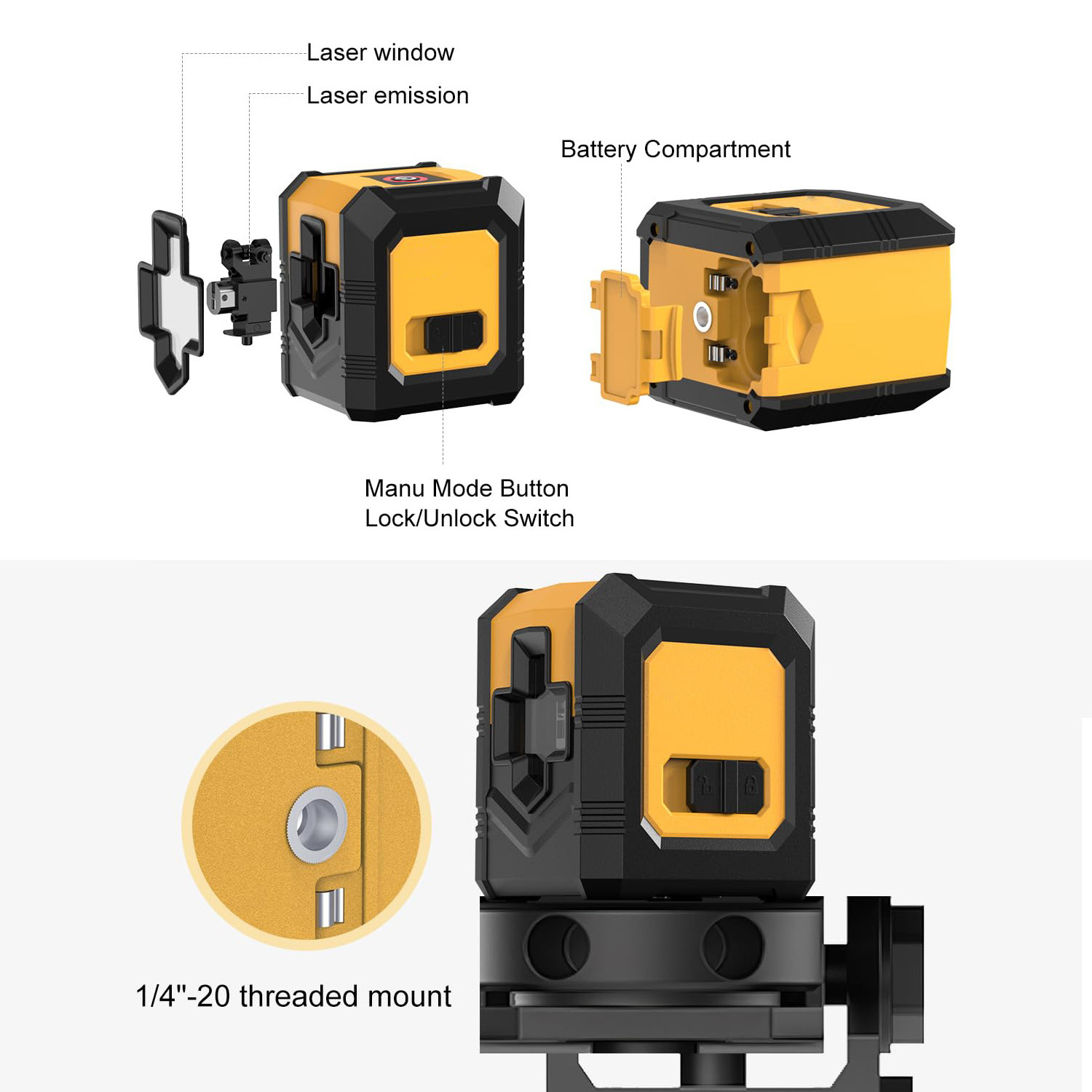 Indoor Outdoor Rechargeable Battery 360 Self Leveling 3D Horizontal Line Green Beam Cross Line Laser for Construction