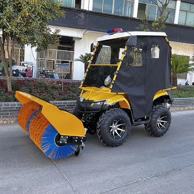 Ride-on Snowplow Wheeled sweeper with Pusher Shovel Gasoline Powered Snowplow