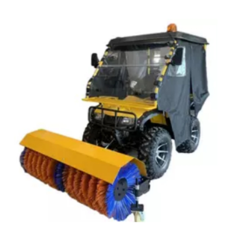 Ride-on Snowplow Wheeled sweeper with Pusher Shovel Gasoline Powered Snowplow