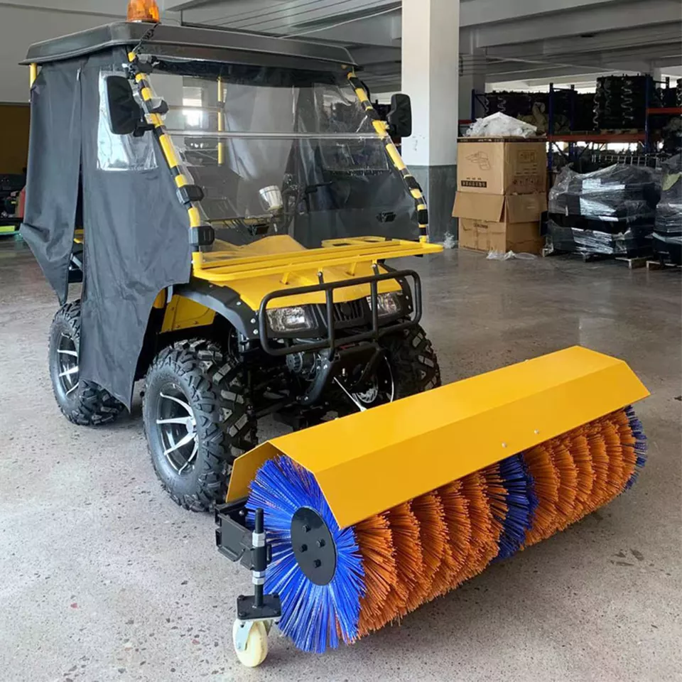 Ride-on Snowplow Wheeled sweeper with Pusher Shovel Gasoline Powered Snowplow