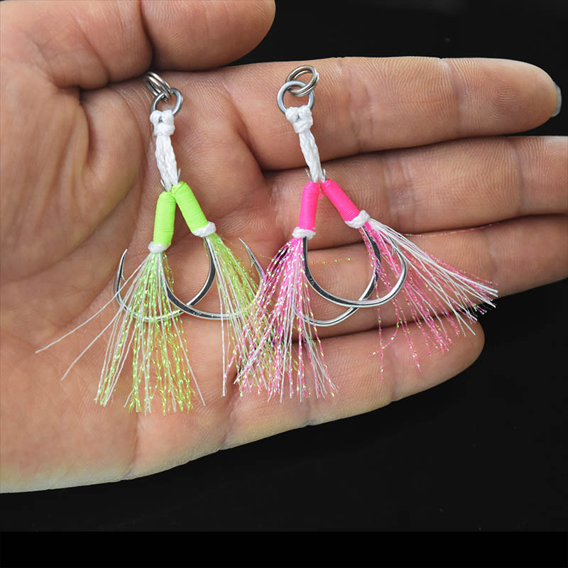 salty water anti-corrosion hook overweight leader fishing hook high-carbon steel slow jigging assist double hooks