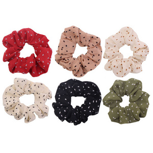 Fashion Women Animal Colors Print Scrunchies Elastic Hair Band Small Dots Chiffon Scrunchies