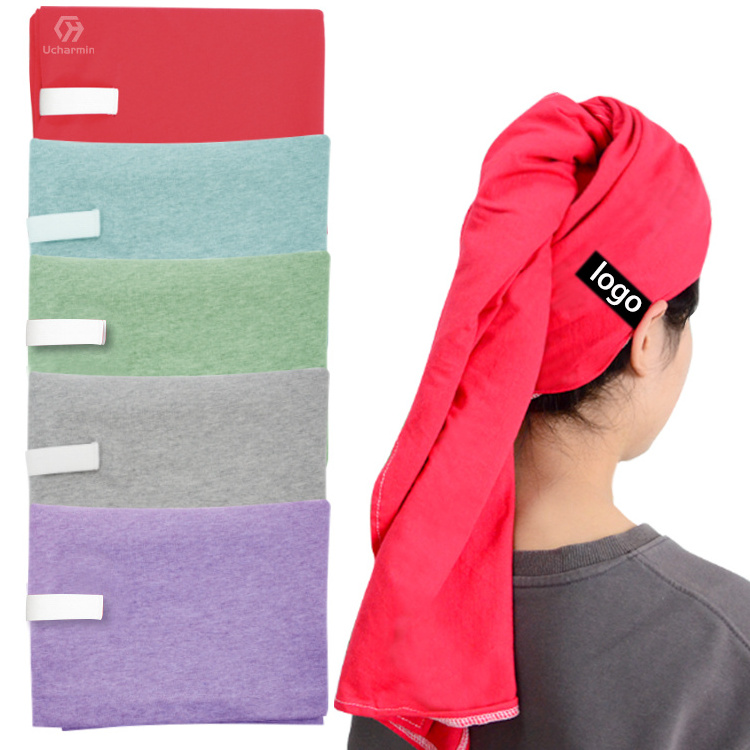 New arrival custom Logo T-Shirt Hair Towel Microfiber cotton hair wrap towels turban comfortable for women curly hair