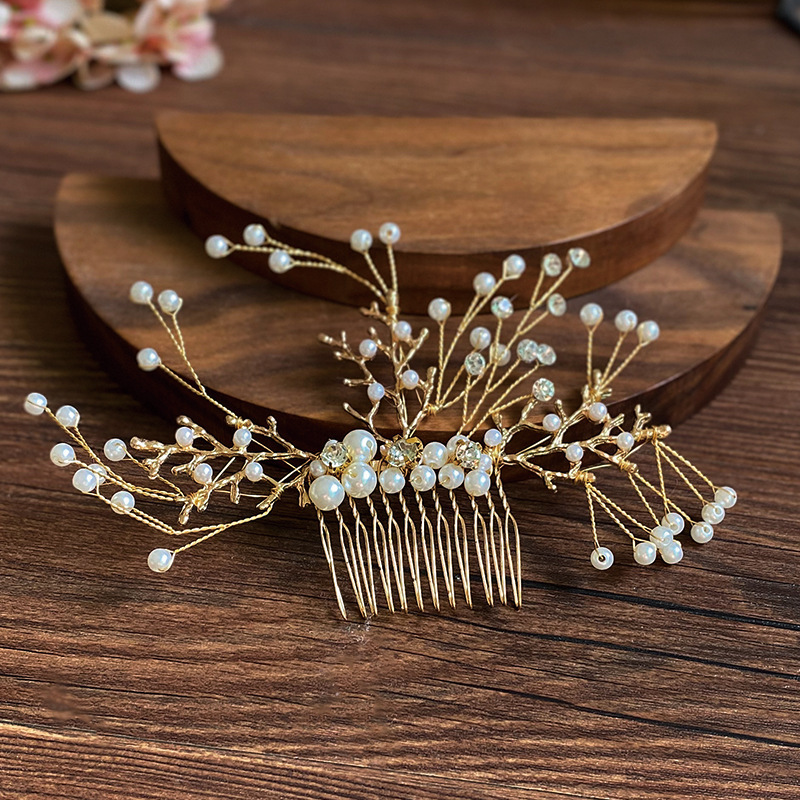 Hot sale golden rhinestone hair comb wedding dress accessories insert comb disc hair bridal jewelry