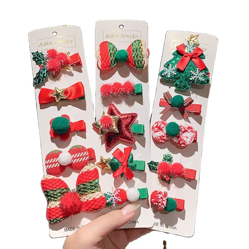 Hot sale Christmas tree hair pins clips set bows hair grips cute hair accessories for kids gift