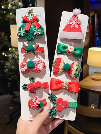 Hot sale Christmas tree hair pins clips set bows hair grips cute hair accessories for kids gift