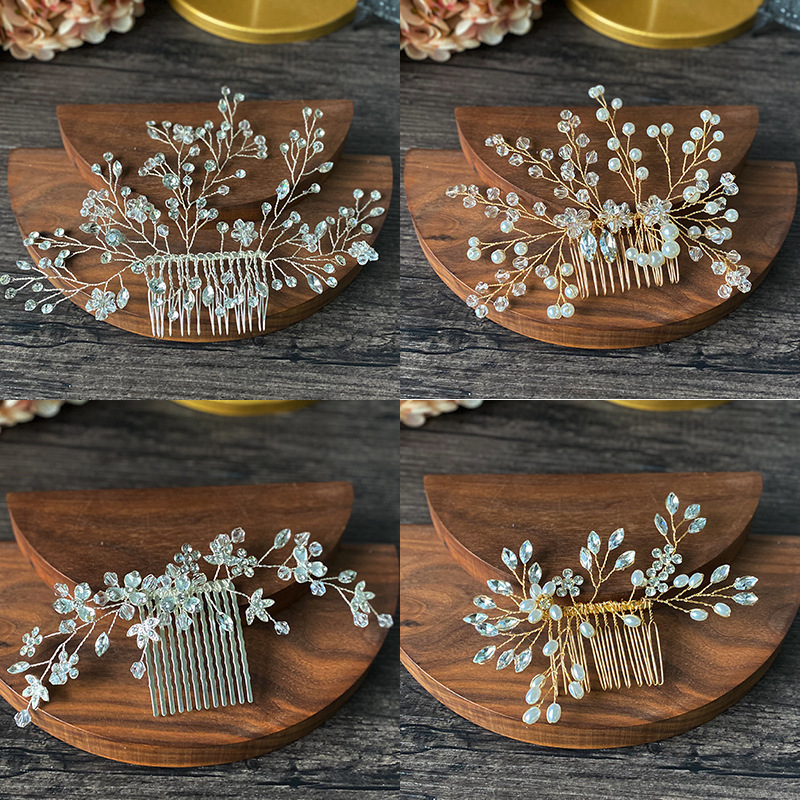 Hot sale golden rhinestone hair comb wedding dress accessories insert comb disc hair bridal jewelry