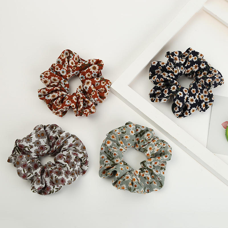 Fashion Women Animal Colors Print Scrunchies Elastic Hair Band Small Dots Chiffon Scrunchies