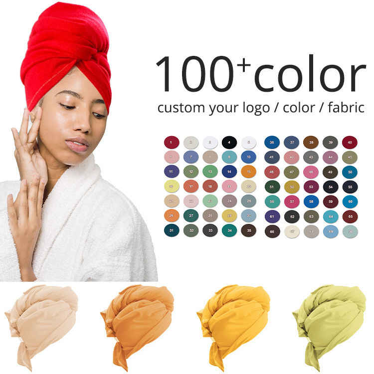 New arrival custom Logo T-Shirt Hair Towel Microfiber cotton hair wrap towels turban comfortable for women curly hair