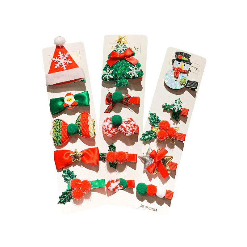 Hot sale Christmas tree hair pins clips set bows hair grips cute hair accessories for kids gift