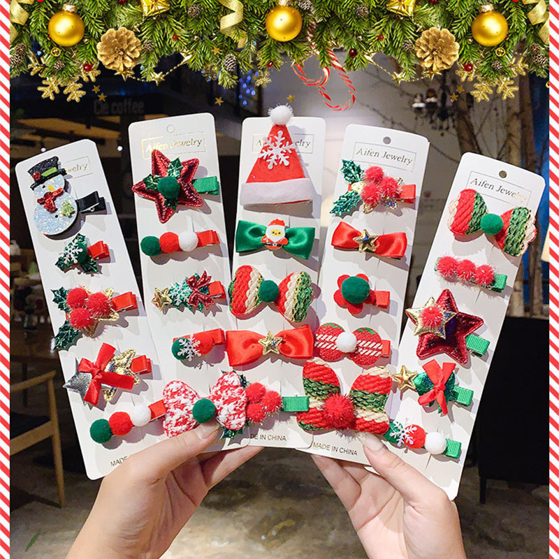 Hot sale Christmas tree hair pins clips set bows hair grips cute hair accessories for kids gift