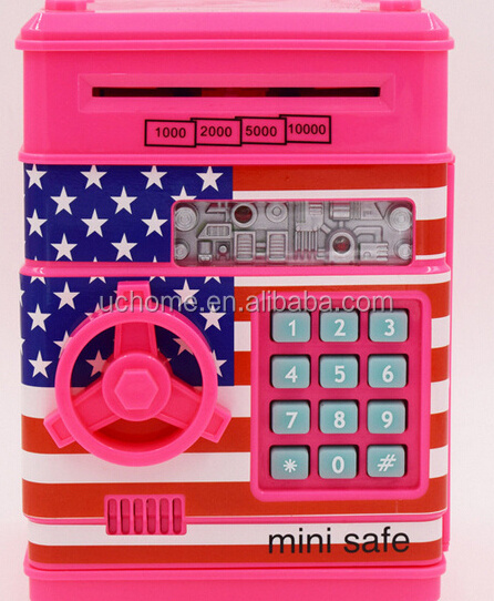 UCHOME Square ABS Plastic ATM Automatic volume of money piggy bank,password Vault piggy bank