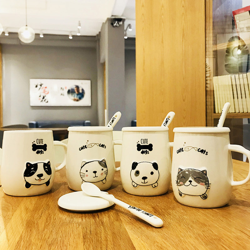 UCHOME Best Selling Products Korean Creative Cartoon Dog 3D Animal Ceramic Embossed Coffee Mug