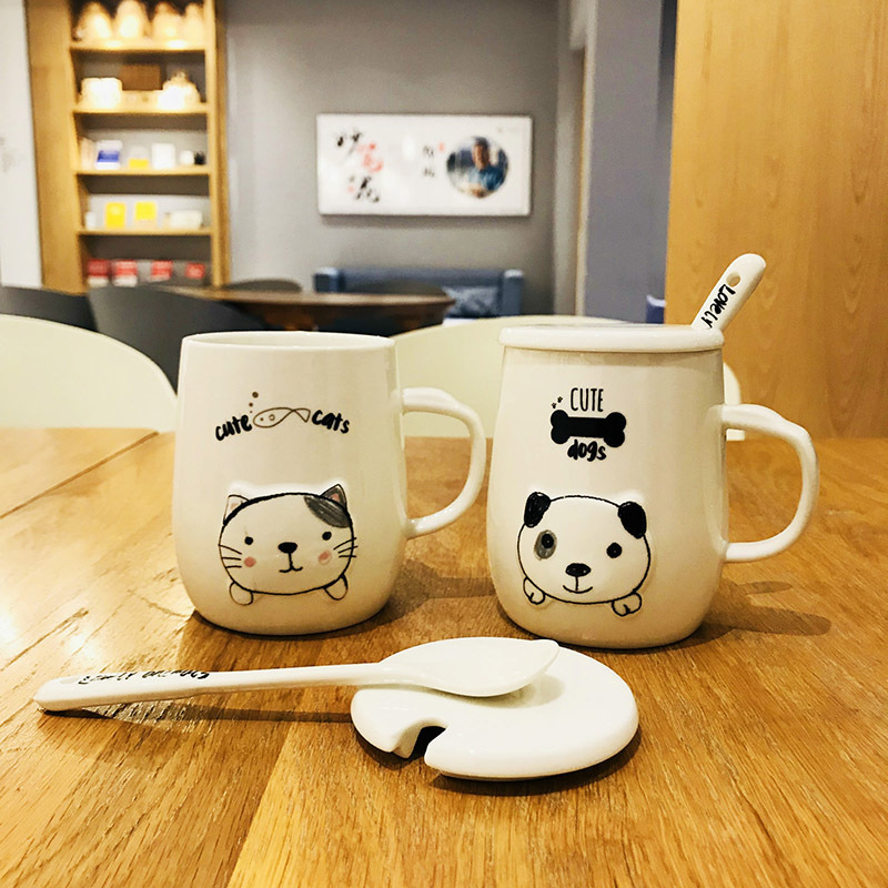 UCHOME Best Selling Products Korean Creative Cartoon Dog 3D Animal Ceramic Embossed Coffee Mug