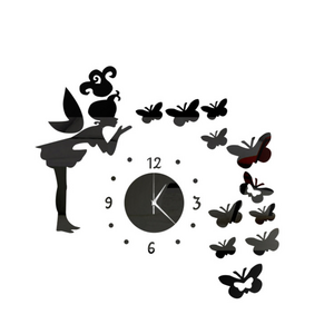 UCHOME DIY butterfly fairy room decoration acrylic wall clock 3d mirror