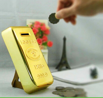 UCHOME Novelty Giant Plastic Gold Bar Money Box Coin Personalized Piggy Bank