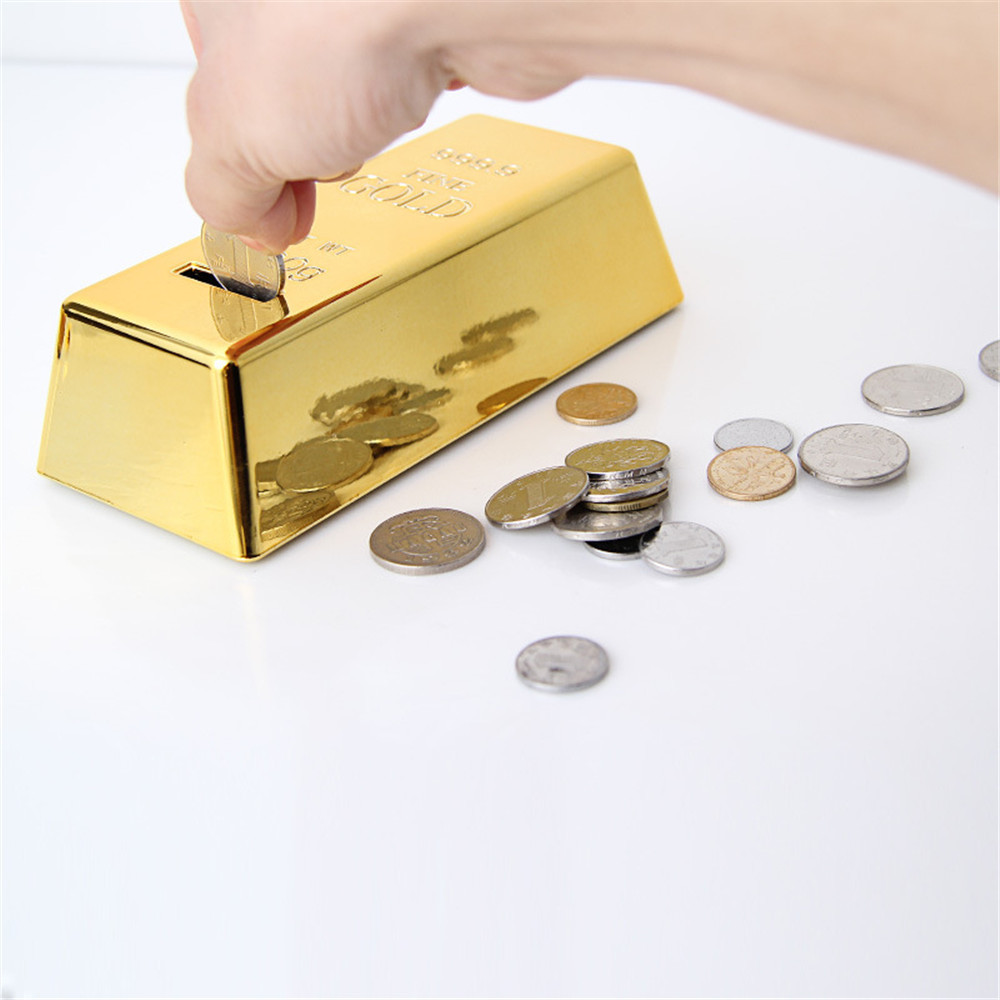 UCHOME Novelty Giant Plastic Gold Bar Money Box Coin Personalized Piggy Bank