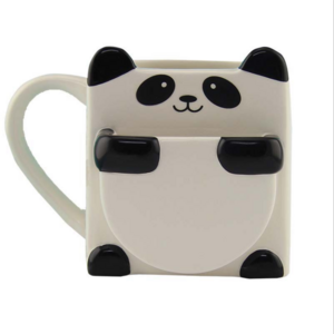 UCHOME Panda Hug Ceramic Coffee Mug - Includes Cookie or Biscuit Holder