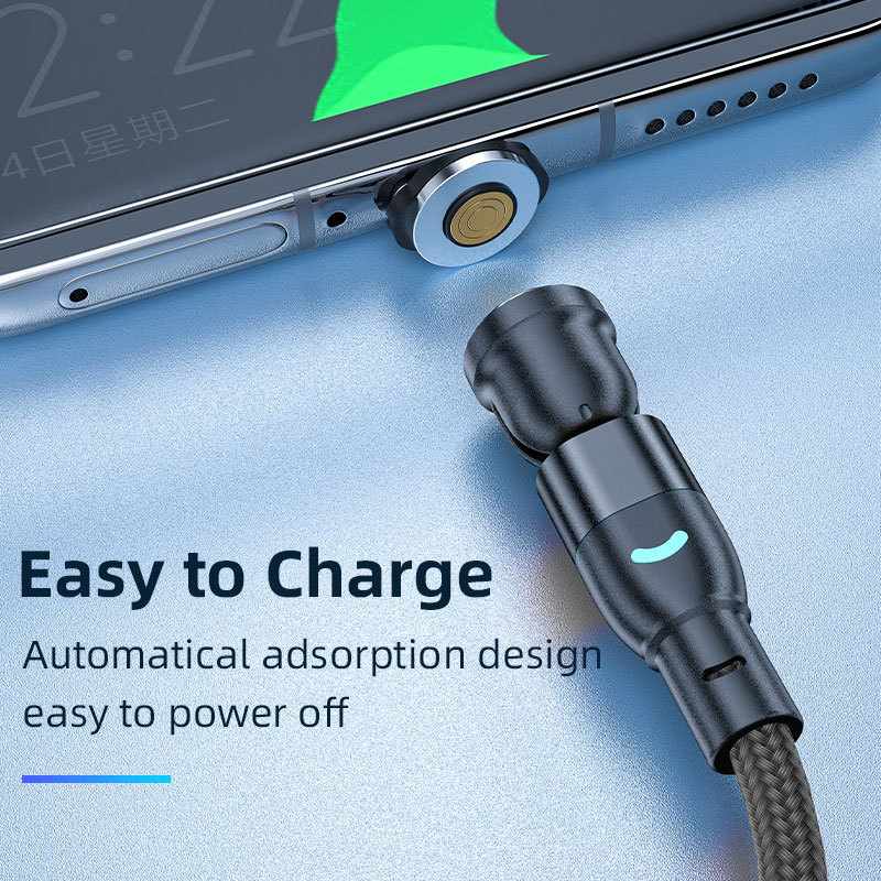 Free Samples Magnetic Usb Charging Cable LED light Fast Charging 3A Support Data Transfer with 3 tips Mobile phone accessories