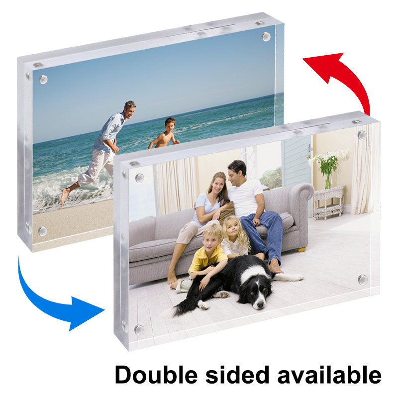 Picture Frames Acrylic Desktop Display Self Standing Magnetic Acrylic Block Photo Frame