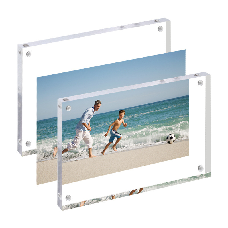 Picture Frames Acrylic Desktop Display Self Standing Magnetic Acrylic Block Photo Frame